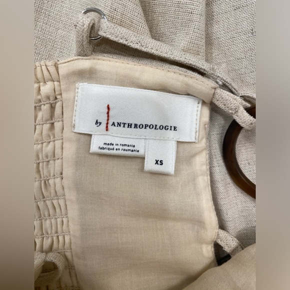 Anthropologie Smocked Linen Blend Mini Dress size XS - Picture 6 of 7